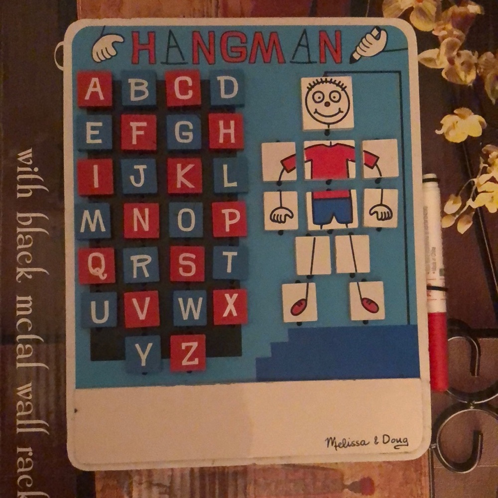 💖Melissa & Doug Flip to win wooden hangman whiteboard kids game